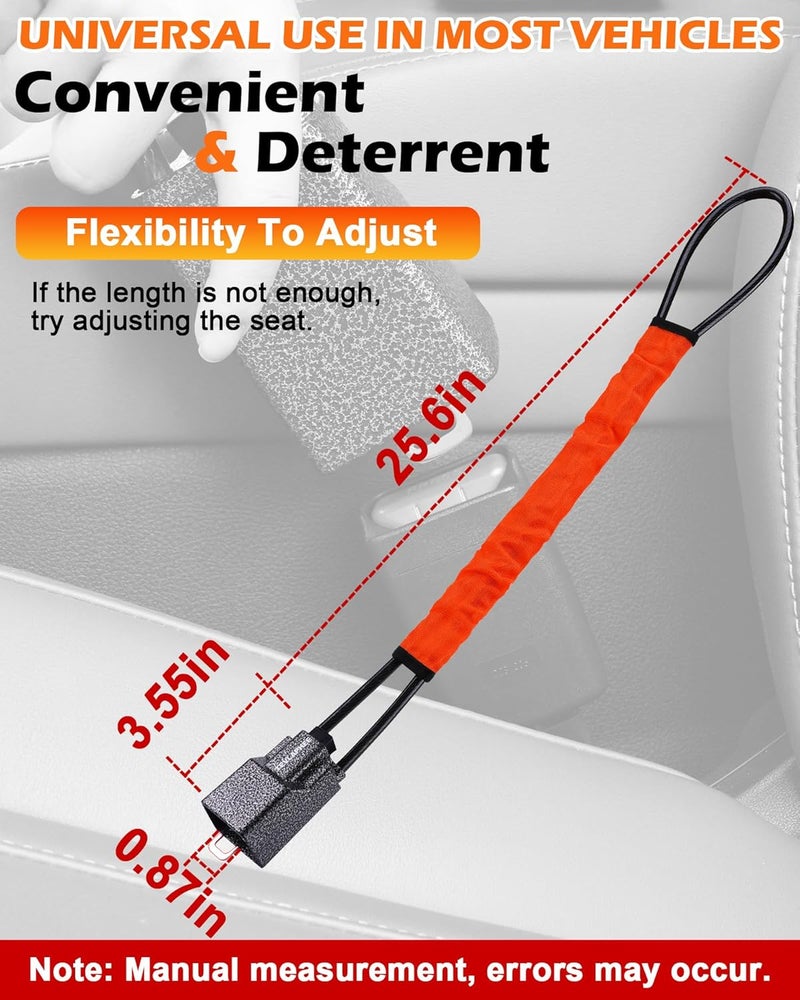 Tevlaphee Steering Wheel Lock Seat Belt Lock Universal Anti Theft Car Device Car Lock Car Theft Prevention with 3 Keys for Car Security Fit Most Vehicles Truck SUV Van (Orange) - Image 2